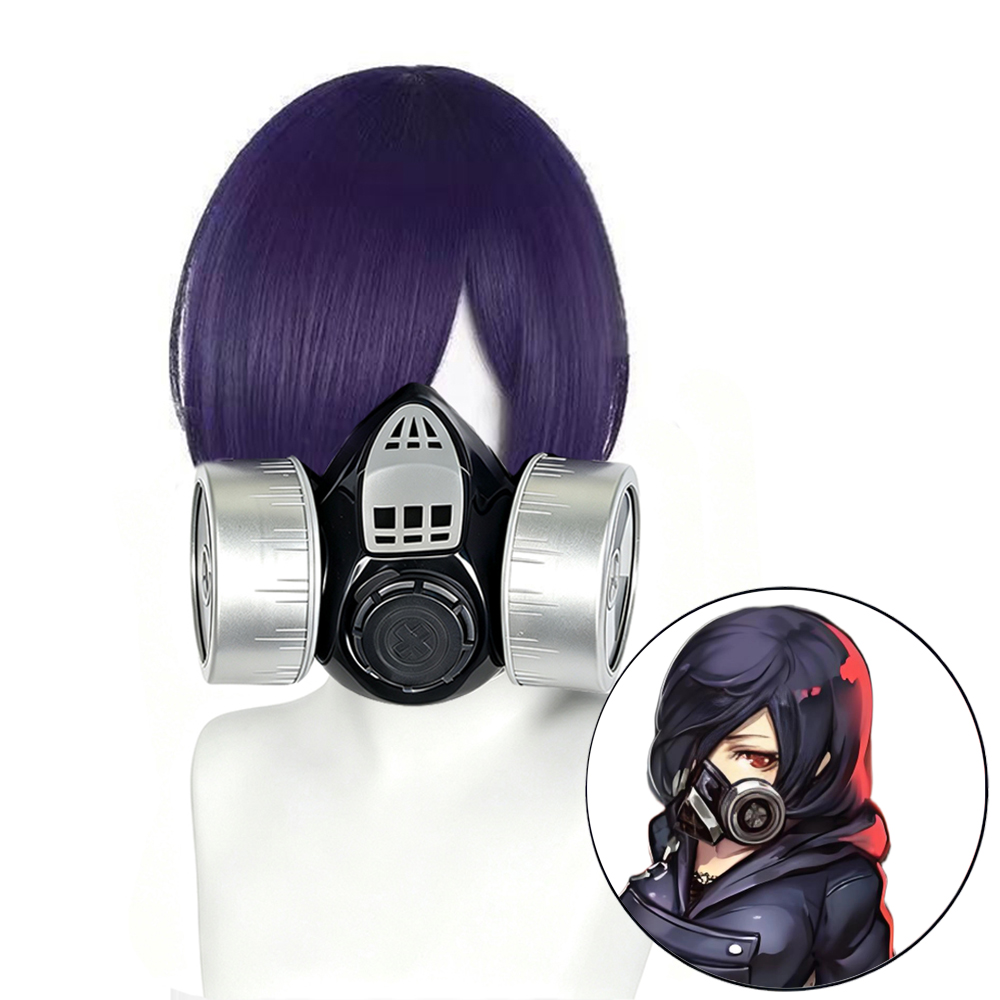 Tokyo Ghoul Mask - شعر مستعار قصير بنفسجي اللون للنساء